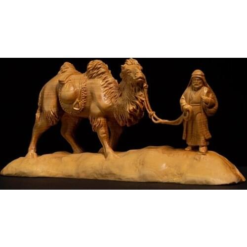 Handmade Wood Carving Camel Journey Decoration Home Ornaments Boxwood Creative Feng Shui Office Decoration Crafts Business Gifts