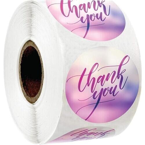 PINK Thank You Sticker seal labels Round 50 Labels sticker per wad for package personalized stationery sticker