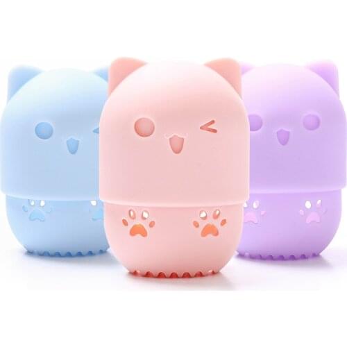 1Pcs Kitten Silicone Powder Puff Drying Holder Egg Stand Beauty Pad Makeup Sponge Display Rack Cosmetic Blender Case Puff Holder