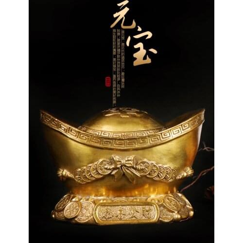 Pure Copper Gold Yuanbao Ornament Ingot Home Craft Furnishings Home Decoration Antique Decor Chinese Fengshui get rich