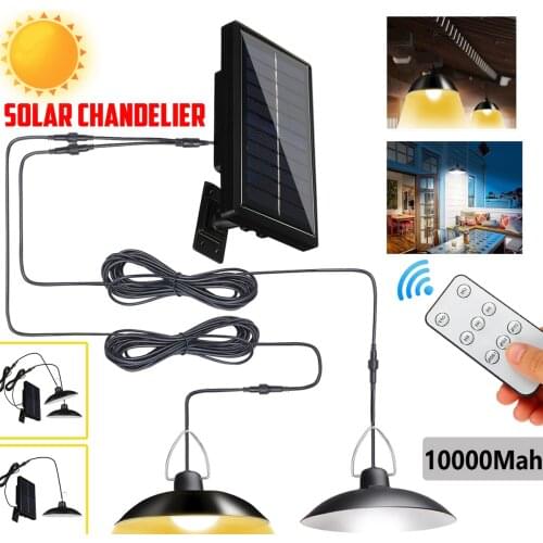 10000Mah Split Solar Light Chandelier IR Remote Outdoor Solar Wall Lamp With line Sunlight Powered Emergency Lantern For Garden