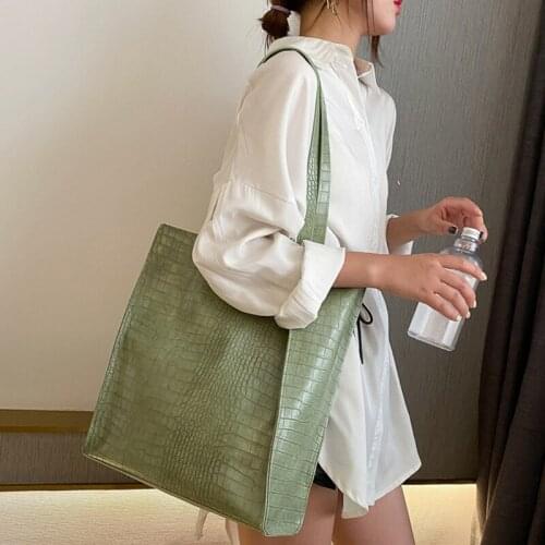 Alligator Pattern Vintage Shoulder Bag for Women PU Leather Handbag Fashion Totes Large Capacity Lady Shopping Tote Pouch Clutch