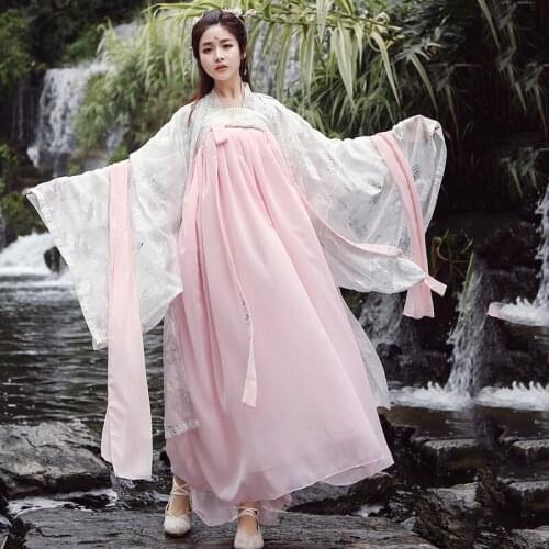 Traditional Chinese Folk Dance Costume Women Hanfu Dress Vintage Princess pink tang suit Ancient Costume Fairy Cosplay DWY2820