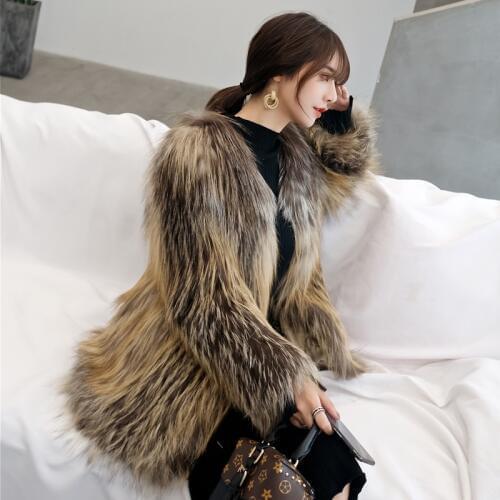 2019 autumn and winter new imported long gold island fox fur woven fur coat female fashion anti-season clearance specials