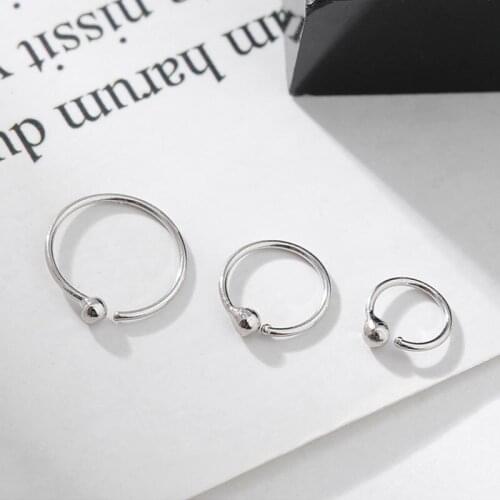 2 PCS Stainless Steel Ball Black Hoop Earrings Circle Captive Bead Ring Nose Ring Loop Ear Piercing Ring Body Jewelry Earring