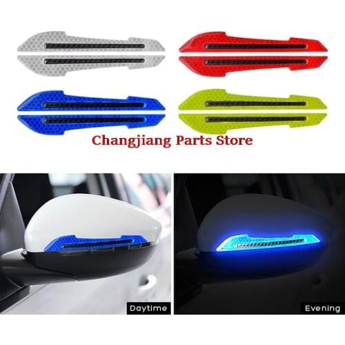 2Pcs Car Reflective Sticker Warning Safety Mark Rearview Mirror Accessories Protection Strip