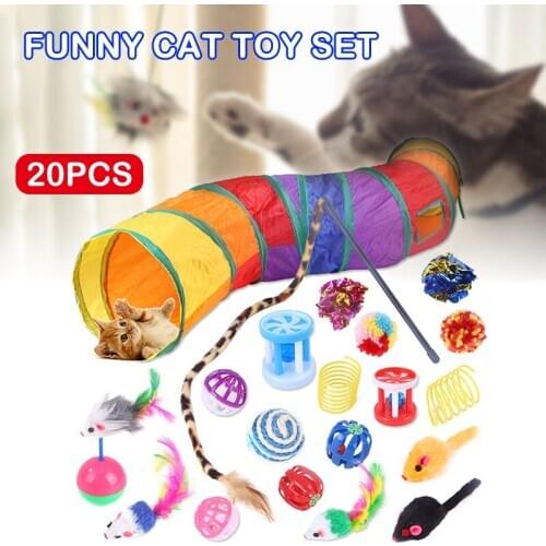 20 Pcs Cat Toy Set Roller Mouse Kitten Fun Mental Physical Exercise Puzzle Toy UD88