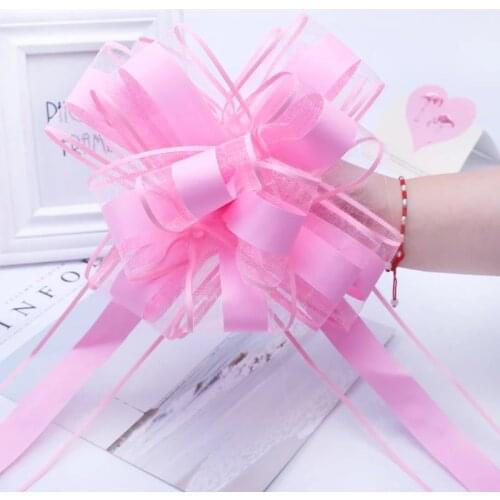 20pcs White/Silver/Pink Extra large Snow Yarn Pull Bow Ribbon For Gift Packing Party festive Wedding Car Door Handle Decoration