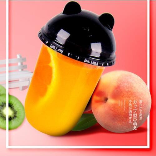 50pcs High quality transparent cute dispsoable juice coffee tea plastic cup 360ml 500ml beverage takeaway packaging cup with lid