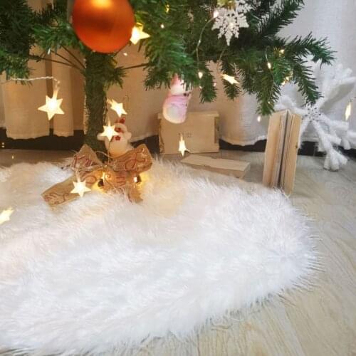 78/90/122cm Christmas Tree Skirt White Carpet Plush Base Floor Mat Cover Xmas New Year Party Decoration