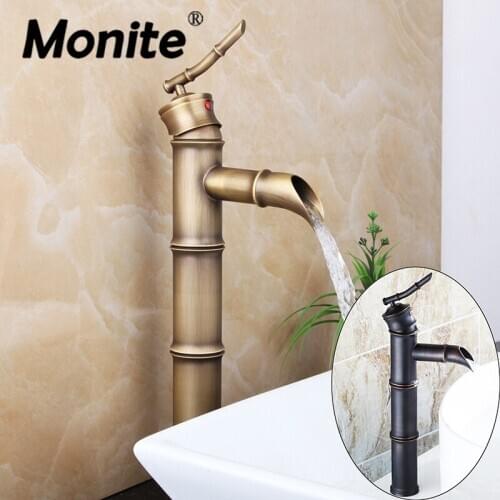 Antique Brass Basin Faucet Bathroom Faucet Hot and Cold Water Oil Rubbled Bronze Single handle Single hole Bathroom Mixer Tap