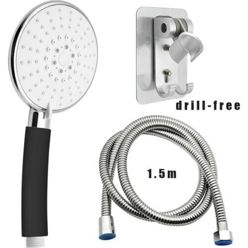 Five Function LARGE Chrome Shower Head set 120mm Handheld Shower Head Bathroom Accessories Round ABS Nozzle Filter Showerhead