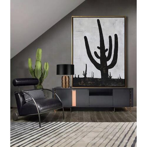 Large Abstract Cactus Painting on Canvas Abstract Cactus Art Artwork Landscape Art Canvas Painting Modern Home Decor Wall Art