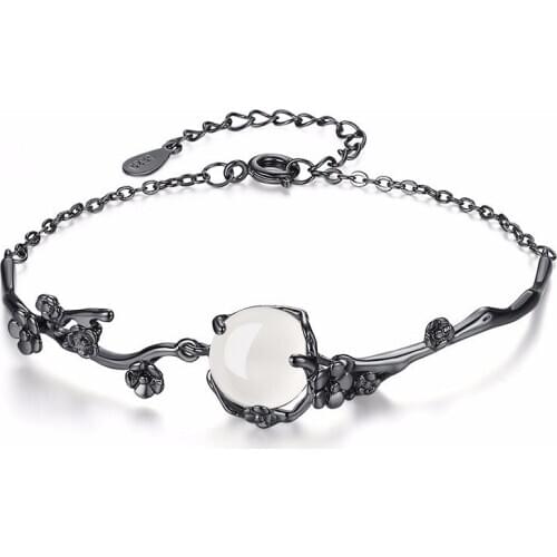 Huitan Vintage Bracelet with White Moonstone Prong Setting Best Anniversary Gift Adjustable Fashion Bracelets for Women