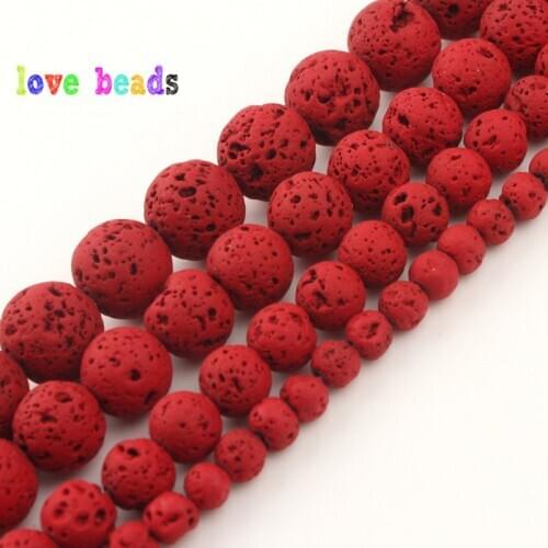 Red Lava Hematite Natural Gem Stone Beads For Jewelry Making Round Spacer Beads 4/6/8/10mm Diy Bracelet Necklace