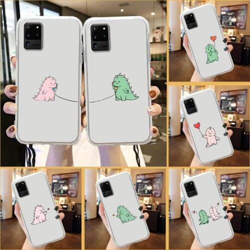 Dinosaur Lovely Cartoon Cute Phone Case For Samsung Galaxy Note 4 8 9 10 20 S8 S9 S10 S10E S20 Plus UITRA Ultra transparent