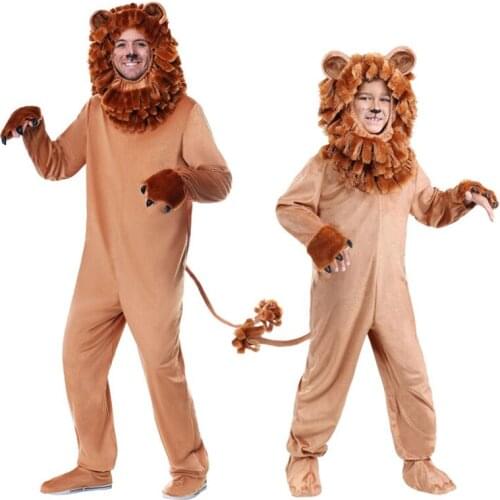 Child Adult Deluxe Lion King Costume Baby Kids Animal Carnival Halloween Cosplay Costumes Fancy Movie Role Jumpsuits