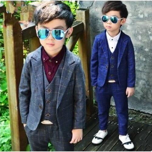 Children Suit Baby Boys Suits Kids Boy Blazer Boys Formal Suit For Weddings Boys Clothes Set Jackets+Vest+Pants 3pcs 4-12Y