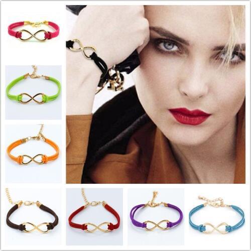 SL103 Hot New Fashion Wholsale Cross Infinity Leather Lucky 8 Eight Bracelet Men Women Bracelets Wedding Bangles Jewelry Gift