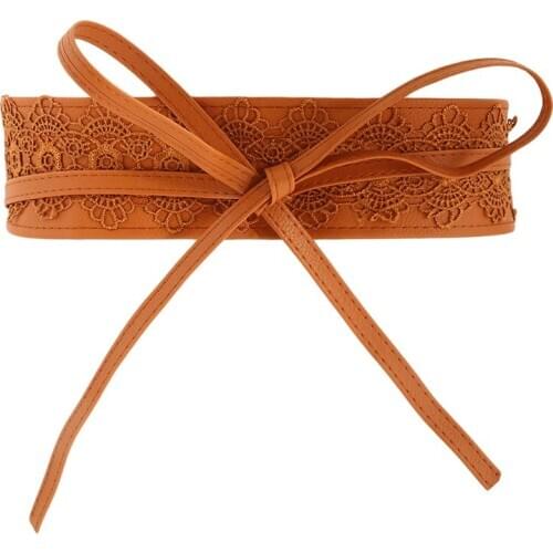 Korean Exquisite Fashion Design Belt Black Wide Corset Waist Lace Belt Female Waistband Dress Slimming Belt