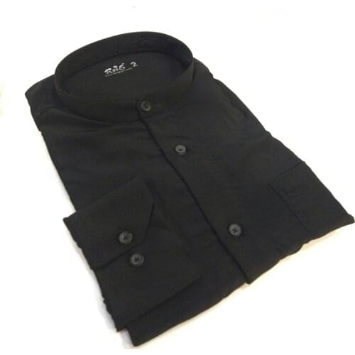 Men Shirt Cotton Stand Collar Cottony Solid Long Sleeve Button Retro Comfortable Fit Casual Breathable Dress Shirts Tops Reis