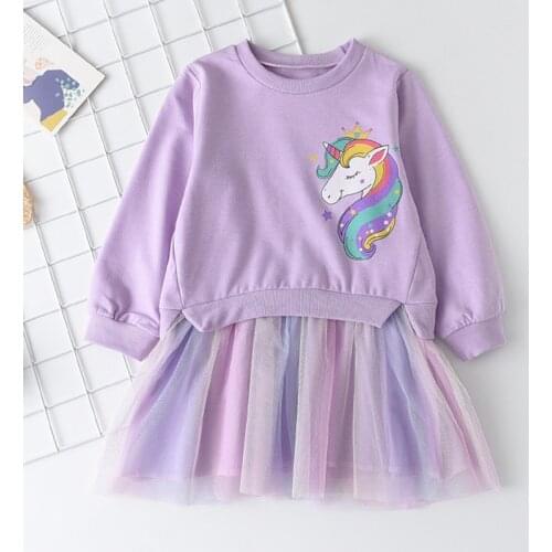 2021 New Spring Autumn Girls Dress Baby Girls Cartoon Swan T-Shirt Dress Princess Girls Clothes Casual Princess Dresses Vestidos