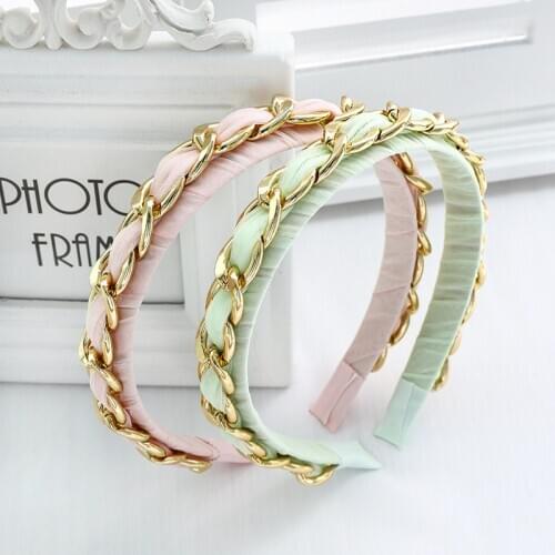 Metal Chain Headbands for Women Alloy Punk Stlye Hairbands Fashion Fabric Head Wrap Thin Hair Hoop Bands Girls Hair Accessories