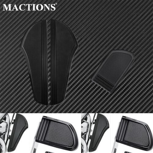Motorcycle Front Driver Floorboard Footboard+Brake Pedal Pad Cover Set Black For Harley FL Softail 1986-2017 Touring Trike FLD