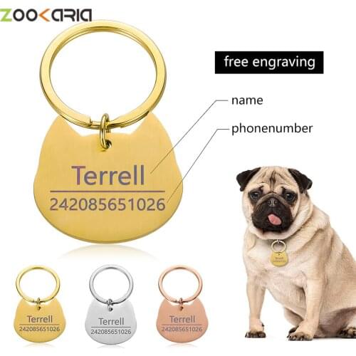 Personalized Dog Tags Engraved Cat Puppy Pet ID Name Collar Tag Pendant Stainless Steel Dog Tag Pet Accessories