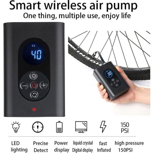 Portable150PSI Wireless Rechargeable Car Electric Air Pump Professional Auto Bicycle Tire Smart Pump Tire Pressure Sensor