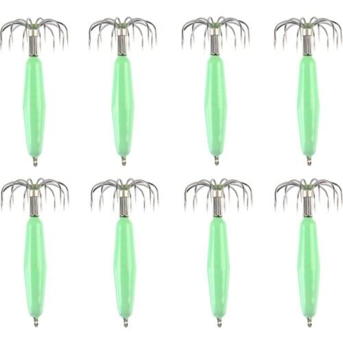 1pcs Stainless Steel Luminous Squid Hooks 12g 16g 25g 35g No barbs Jig Lures with Hook 12 Needle Blowing Umbrella Hook