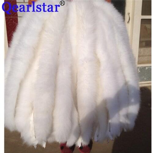 Qearlstar Real Fur Collar 100% Natural Fox Fur Woman Man Fashion Warm Fox Fur Winter Jackets White Collar Scarves 70cm 75cm JQ01