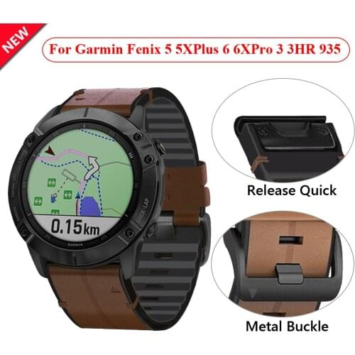 22 26mm Quickfit Watch Straps For Garmin Fenix 6 6X Pro 5X 5 Plus 3HR 935 945 S60 Genuine Leather Silicone Watchband Wristband