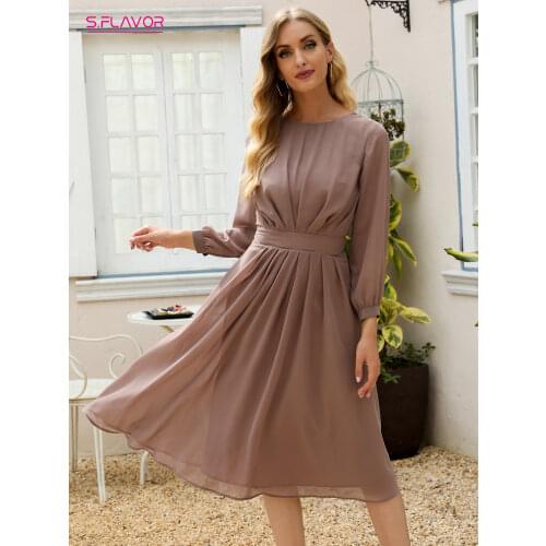 S.FLAVOR Long Sleeve Summer Dresses