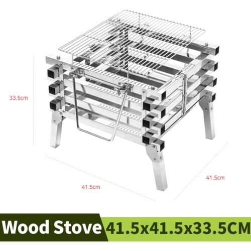 Garden Stainless Steel Camping Fire Pit Outdoor Portable Folding Burn Oven Barbecue Furnace Charcoal Stove With Barbecue Net