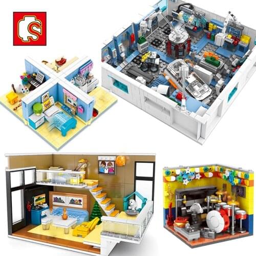 Sembo MOC Space Station Home Furnishing House Bedroom Bathroom Living Room Kitchen Model Blocks Kids Children Toys For Boys Gift