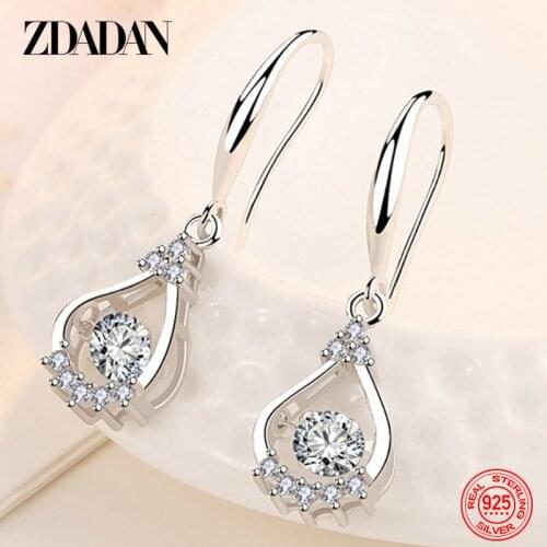 ZDADAN 925 Sterling Silver Water Drop Long Dangle Earrings For Women Fashion Jewelry Accessories