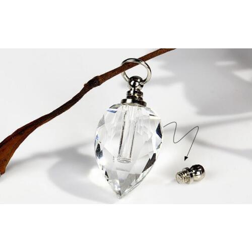 1pcs heart crystal pendant with screw cap glass vial name on rice bottle Perfume oil vials with storage space Private bottle