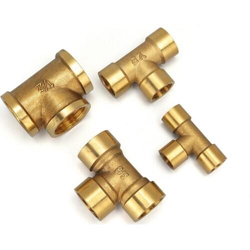Tee Type Brass Pipe Fitting Adapter Coupler Connector For Water Fuel Gas 1/8" 1/4" 3/8" 1/2" 3/4" 1"BSP Female Thread 3 Way