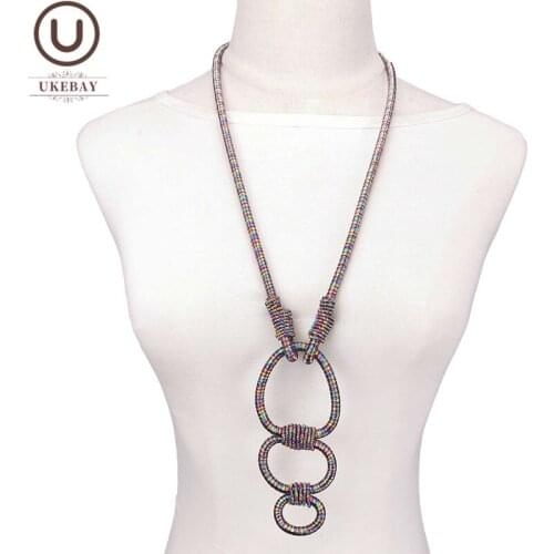 UKEBAY New Luxury Handmade Necklaces Women Pendant Necklace Metal Jewelry 9 Colors Fashion Accessories Party Gothic Long Chains