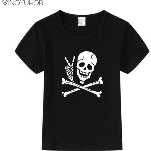 Skull Hip Hop Streetwear Rock Chidlren T-shirts For Boys 2019 Short Sleeve T-shirt For Girl Baby Clothing Tee Shirts