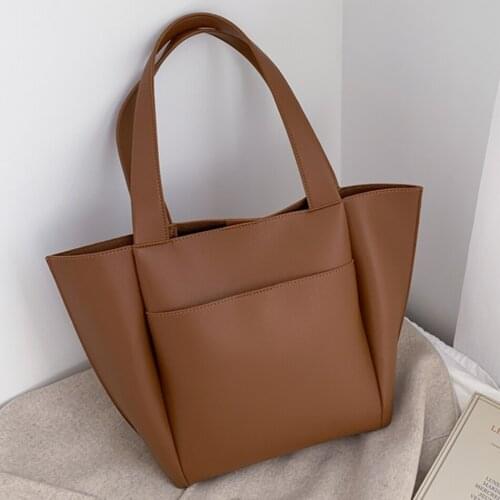 Large Capacity Women Top-handle Bags High Quality Solid Color Leather Shoulder Shopper Bags for Women 2021 Designer Sac A Main