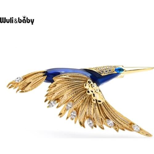 Wuli&baby Enamel Flying Bird Seagull Brooch 2021 New Men and Women Fashion Brooch Pins Christmas Gift