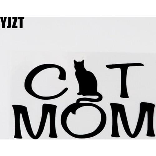 YJZT 15CM×8.3CM Creative Animal Cat Mom Vinyl Car Window Sticker Decal Black/Silver 13F-0008