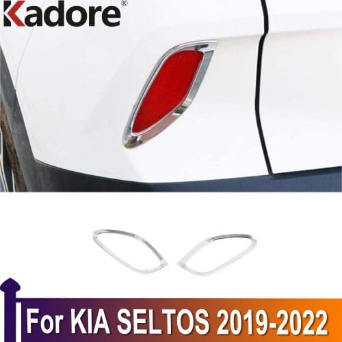 For KIA SELTOS 2019 2020 Chrome Rear Reflector Fog Light Lamp Cover Sticker Decoration Trim Accessories Car-styling