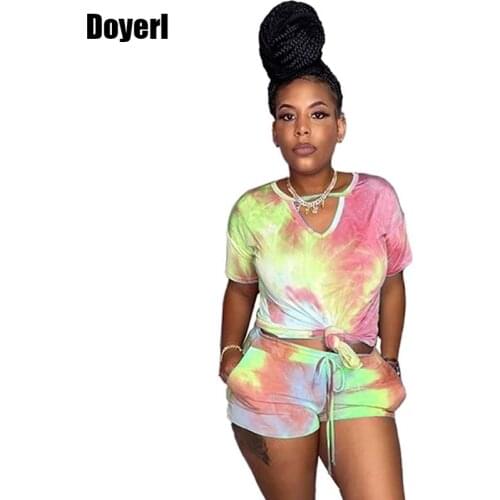 Summer 2 Piece Short Set Women Matching Sets Outfits Wholesale Crop Tops Biker Shorts Drawstring Two Piece Women Clothing Sets