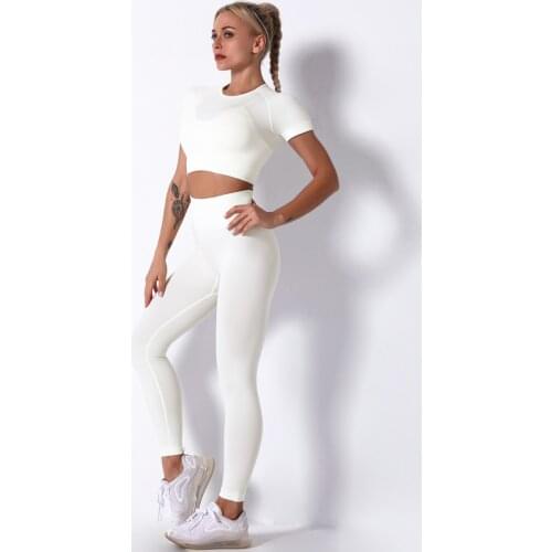 Seamless 2pcs Gym Set Yoga Crop Top+High Waist Leggings Workout Female Yoga Sets Fitness Sport Workout Suits Gym Clothing