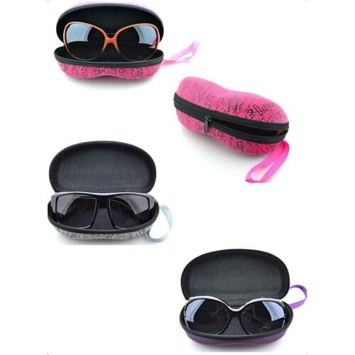 1PCS Random Portable Fashion Rectangle Protector Zipper Portable Holder Clam Shell Sunglasses Hard Case Glasses Box With Hook