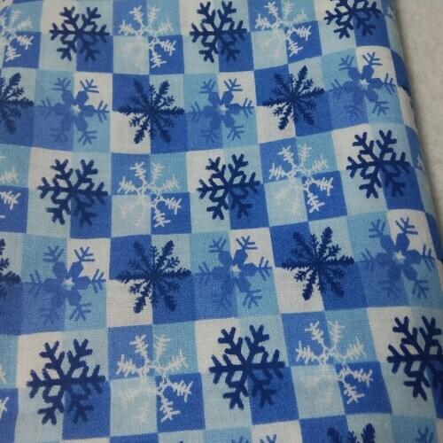 100% Plain CottonChristmas Blue Snowflakes Checks Cotton Fabric Cotton Fabric Printed Cotton Fabric 50x105cm Check fabric