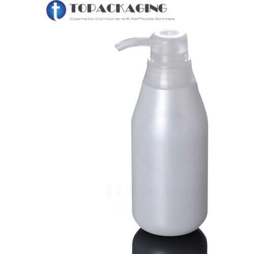 20PCS/LOT 300ML Press Lotion Pump Bottle Refillable Empty PE Plastic Pressure Container Milk Bottle Shampoo Shower Gel Packing